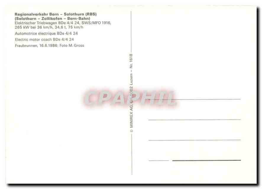 CPM Regionalverkehr Bern Solothurn Electric motor coach Bde 4 4 24  — Back