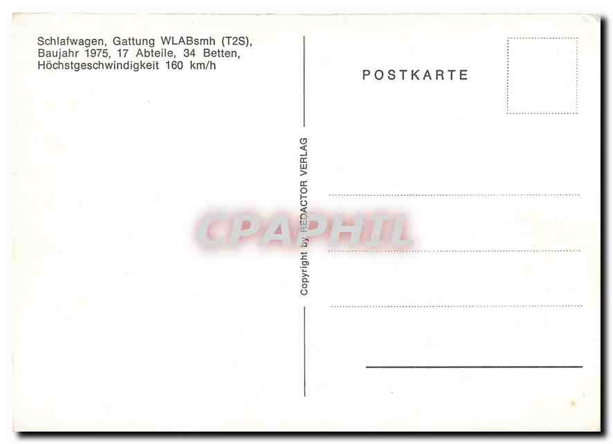 CPM Schlafwagen Gattung WLABsmh T2S  — Rückseite