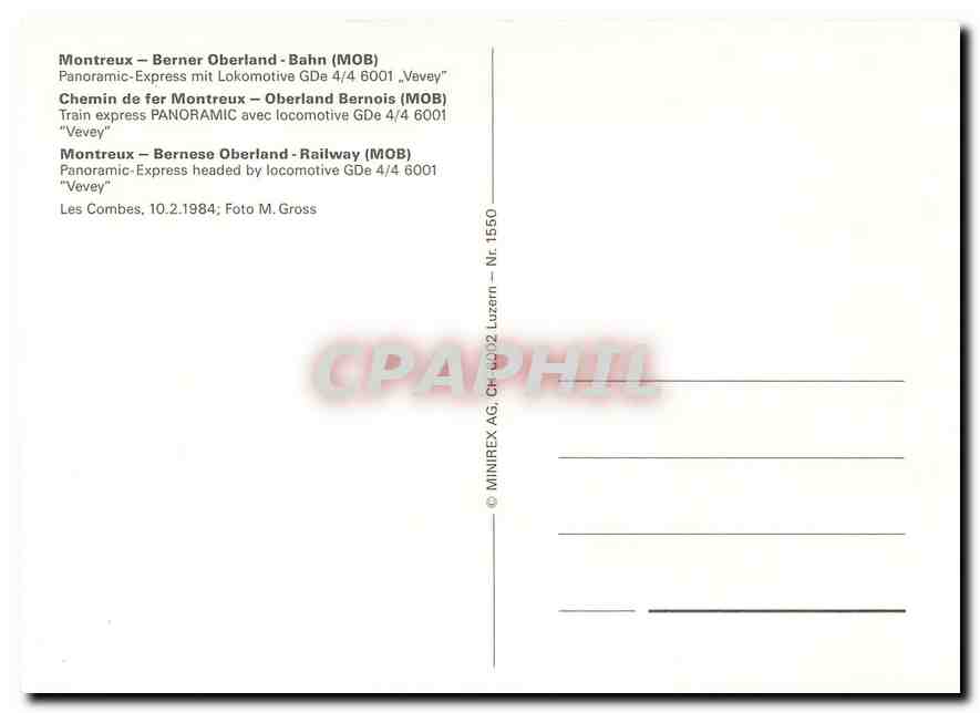 CPM Locomotive GDe 4 4 6001  — Verso