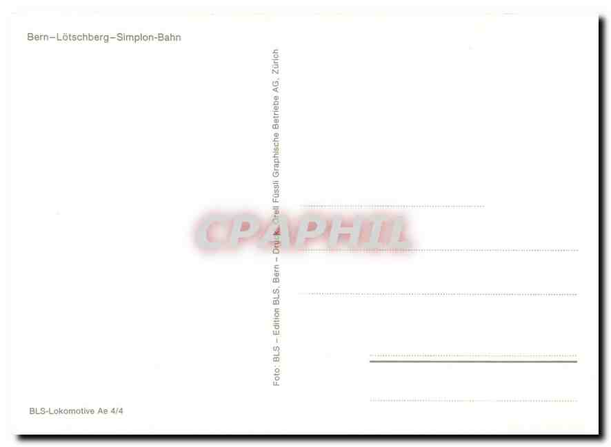 CPM Bern Lotschberg Simplon Bahn  — Rückseite