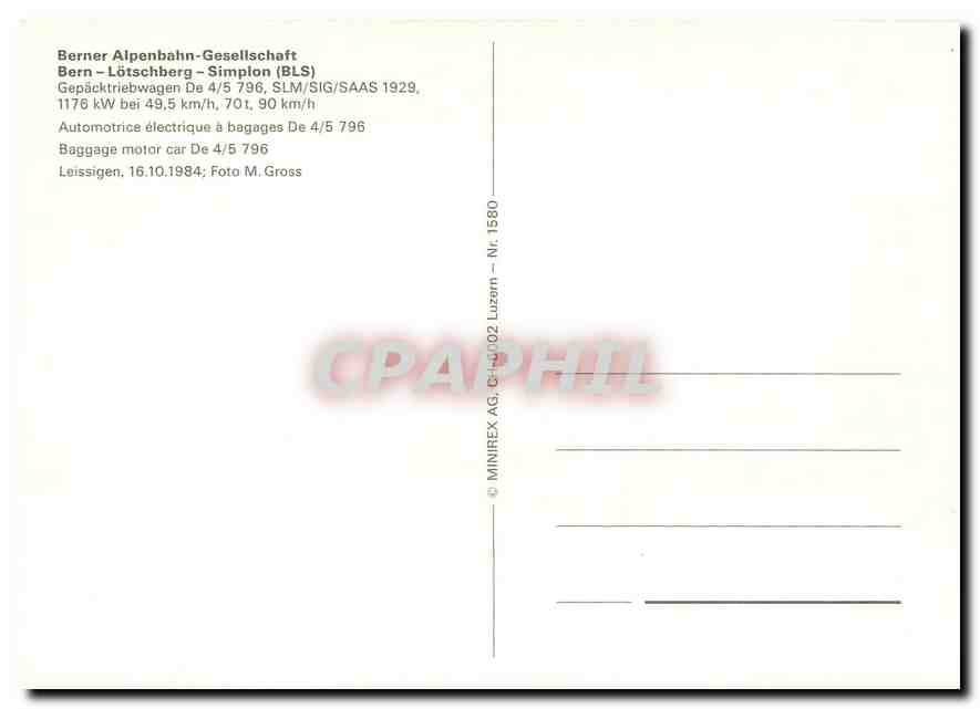 CPM Baggage motor car De 4 5 796  — Back