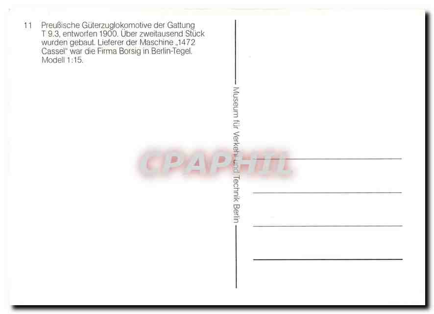 CPM Preusische Guterzuglokomotive der Gattung T 9 3  — Verso