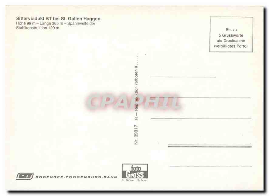 CPM Sitterviadukt BT Bei St Gallen haggen  — Verso