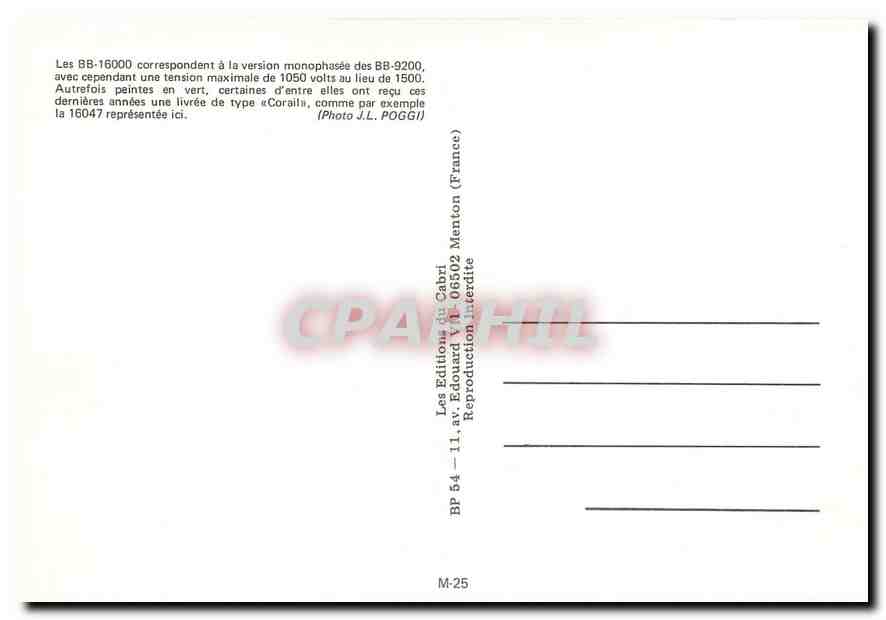 CPM Les BB 16000 correspondent a la version monophasee des BB 9200  — Verso