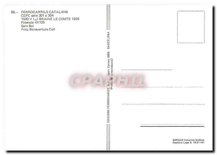 CPM Ferrocarrils Catalans CGFC serie 301 a 304  — Rückseite