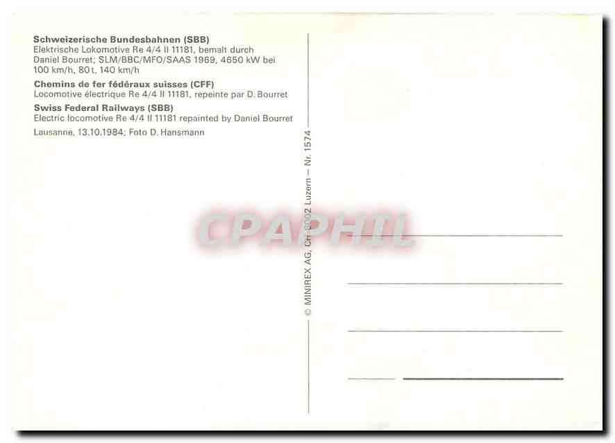 CPM Lokomotive Re 4 4 II 11181 — Verso