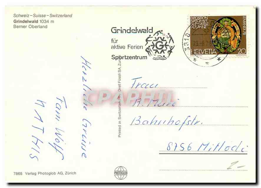 CPM Grindelwalder Lied Switzerland Berner Oberland  — Rückseite