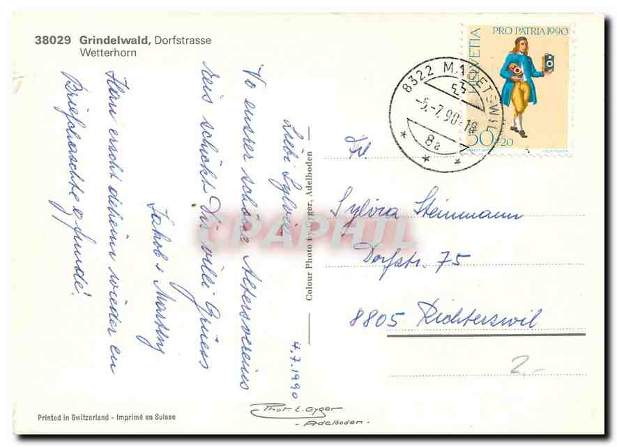CPM Grindelwald Dorfstrasse Wetterhorn  — Verso