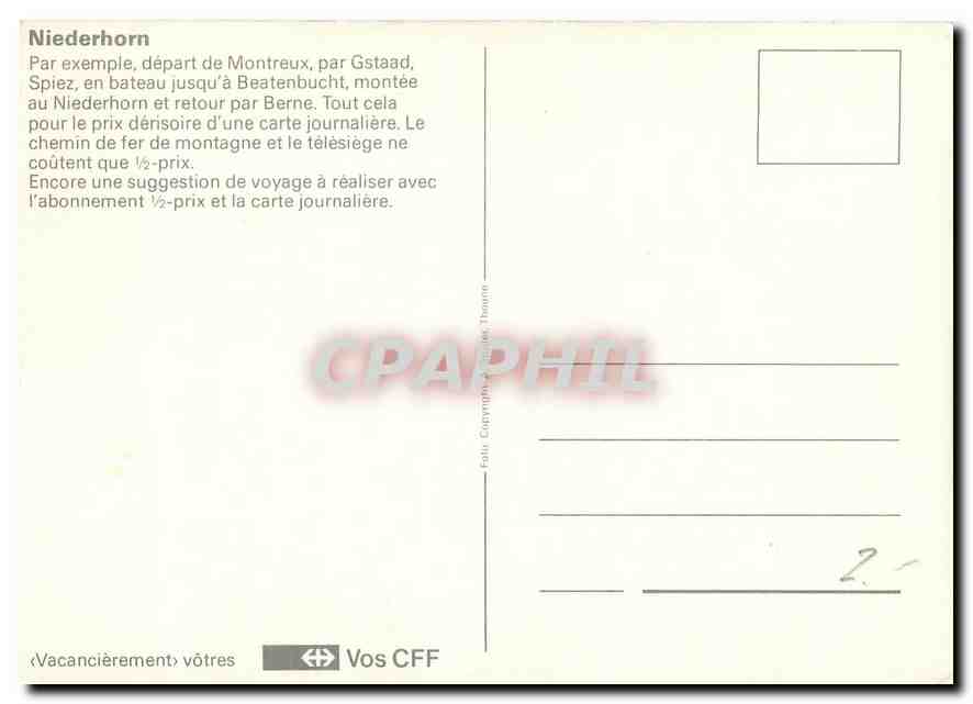 CPM Niederhorn Par exemple depart de Montreux par Gstaad  — Rückseite