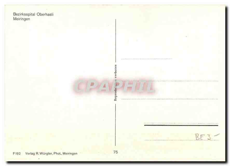 CPM Bezirksspital Oberhaslin Meiringen  — Rückseite