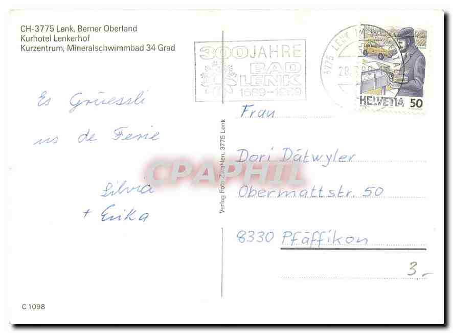 CPM Lenk Berner Oberland Kurhotel Lenkerhof  — Rückseite