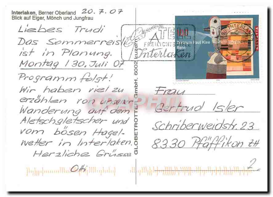 CPM Gruss Aus Interlaken Interlaken Berner Oberland  — Rückseite