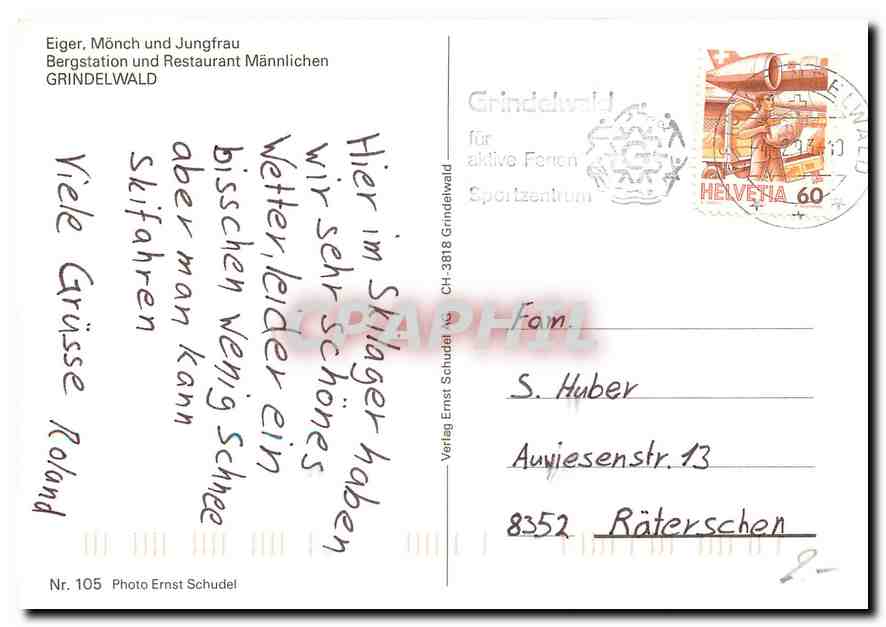 CPM Eiger Monch und Jungfrau Bergstation und Restaurant Mannlichen Grindelwald  — Rückseite