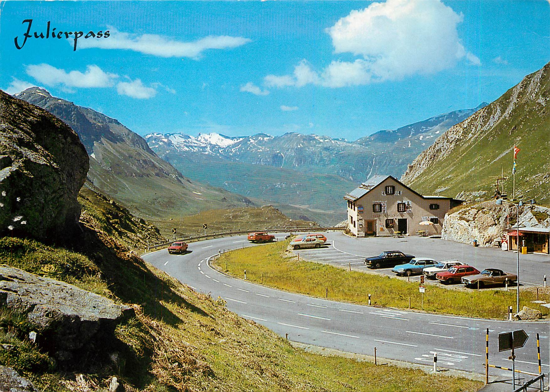 CPM Julier Pass Hospiz Restaurant Veduta mit Blick gegen 