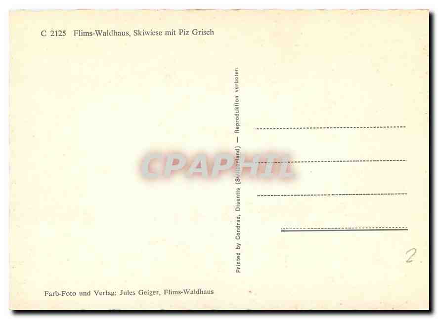 CPM Flims Waldhaus Skiwiese mit Piz Grisch  — Rückseite
