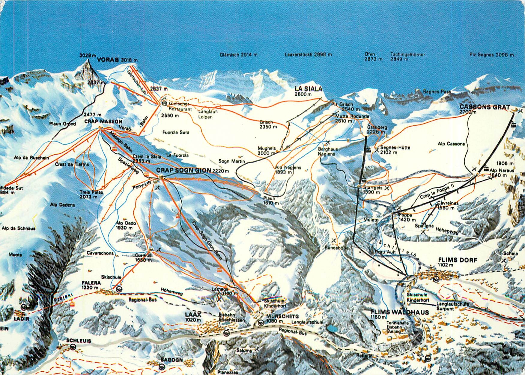 CPM Die weisse Arena von Flims Laax und Falera mit dem Sommer Skigebiet vom Vorab 