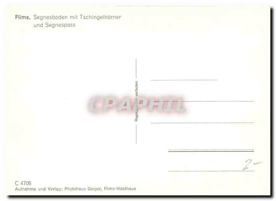 CPM Flims Segnesboden mit Tschingelhorner und Segnespass  — Rückseite