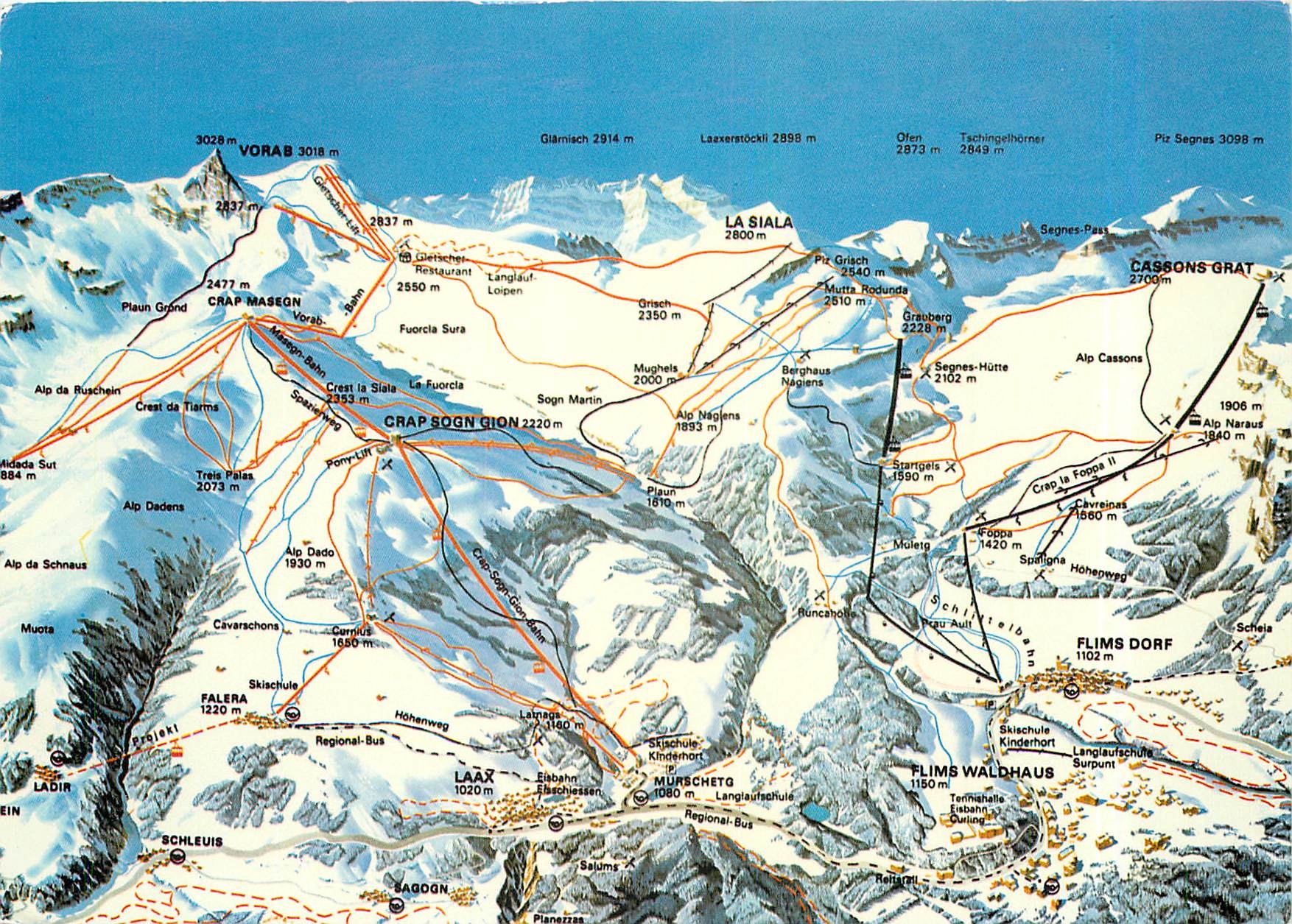 CPM Die weisse Arena von Flims Laax und Falera mit dem Sommer Skigebiet vom Vorab 
