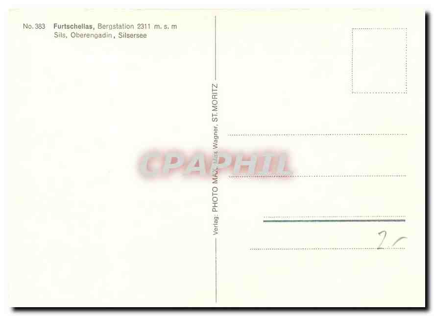 CPM Furtschellas Bergstation 2311 msm Sils Oberengadin Silsersee  — Rückseite