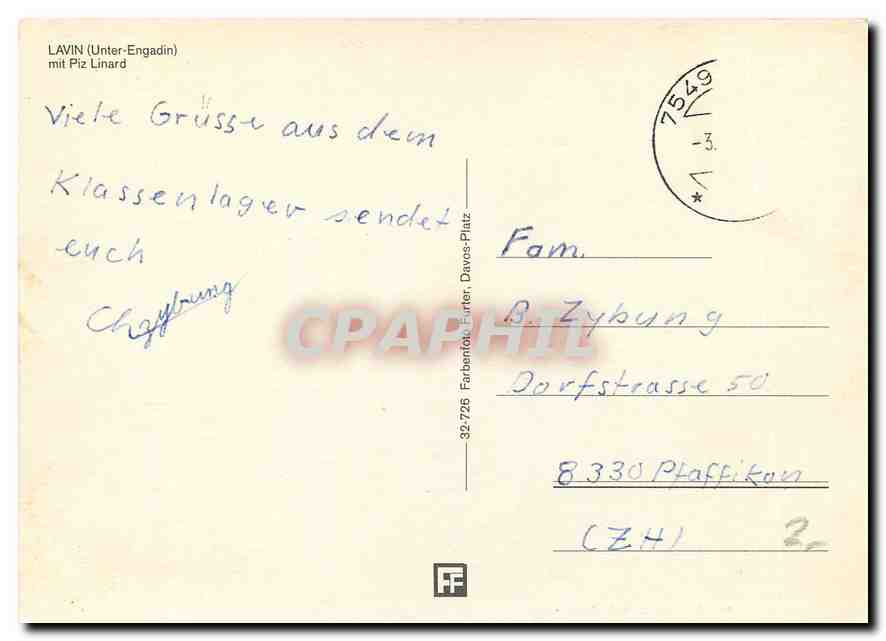 CPM Lavin Unter Engadin mit Piz Linard  — Rückseite