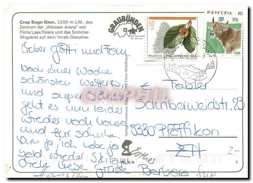 CPM Crap Sogn Gion Flims Laax Falera und das Sommer  — Rückseite