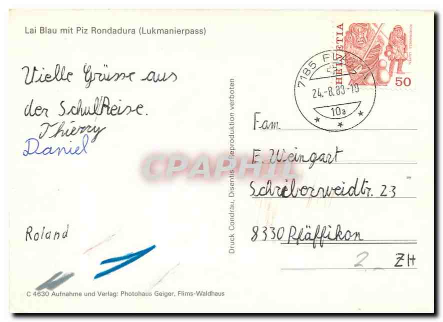 CPM Lai Blau mit Piz Rondadura  — Rückseite