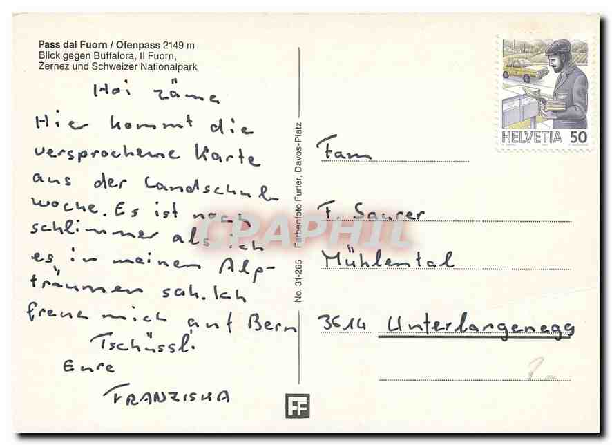CPM Pass dal Fuorn Ofenpass  — Rückseite