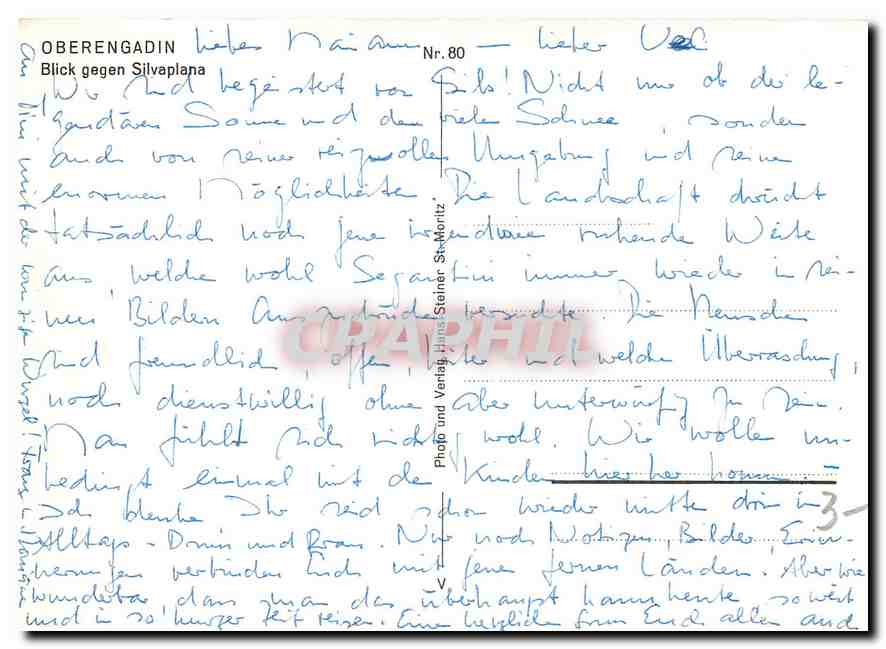 CPM Oberengadin Blick gegen Silvaplana  — Rückseite