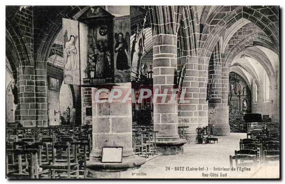 Batz CPA Interieur de l'eglise Bas Cote sud