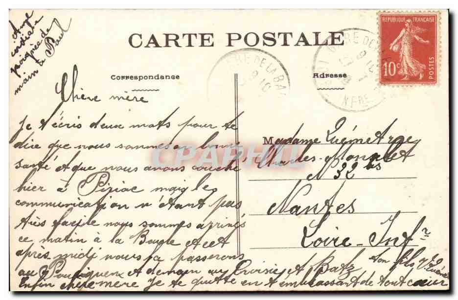 Guerande CPA Le chateau de Careil  — Back