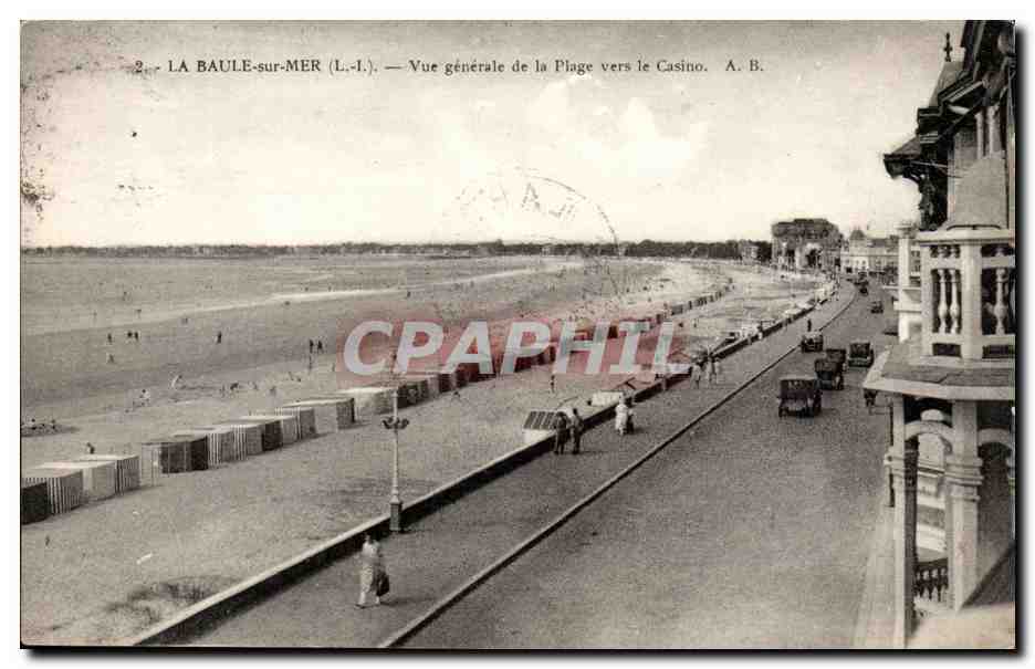 La Baule CPA Vue generale de la plage vers le casino
