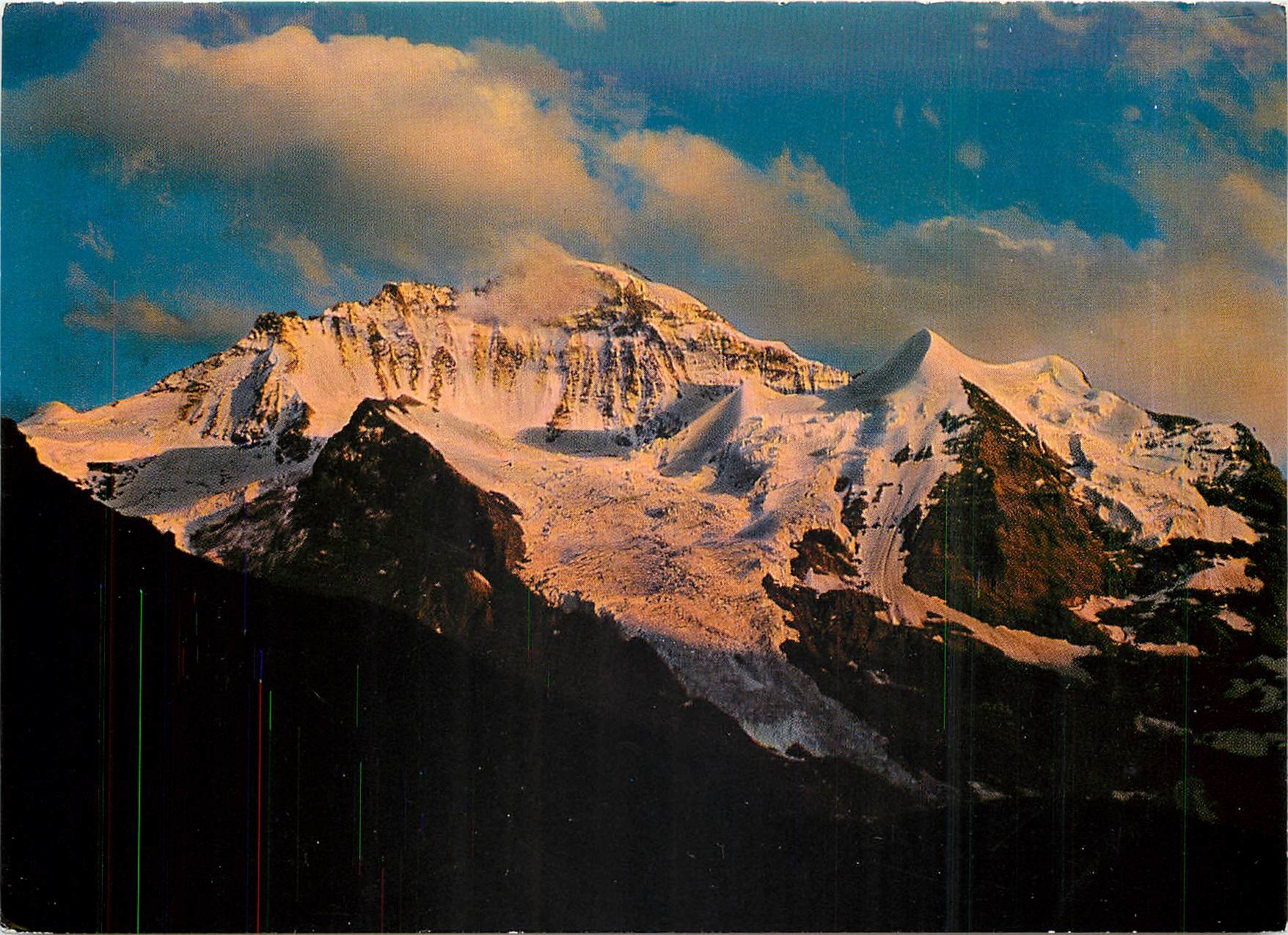 CPM Wengen Sommer und Winterkurort Die Jungfrau im Abendrot 