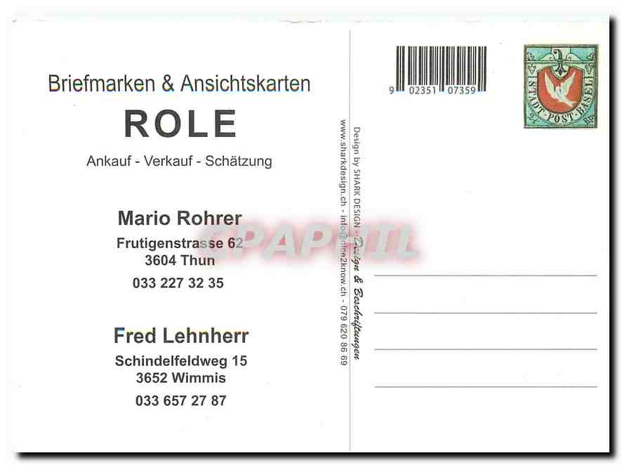 CPM Briefmarken Role Ansichtskarten  — Rückseite