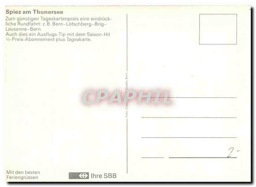 CPM Spiez am Thunersee Zum gunstigen Tageskartenpreis eine eindruckliche Rundfahrt Bern Lotschberg B — Rückseite