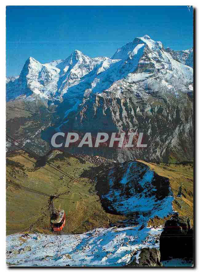 CPM Schilthornbahn Blick auf Murren mit Eiger Monch und Jungfrau 