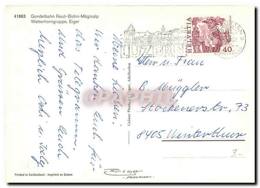 CPM Gondelbahn Reuti Bidmi Magisalp Wetterhorngruppe Eiger  — Back