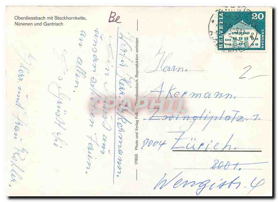 CPM Oberdiessbach mit Stockhornkette Nunenen und Gantrisch  — Rückseite
