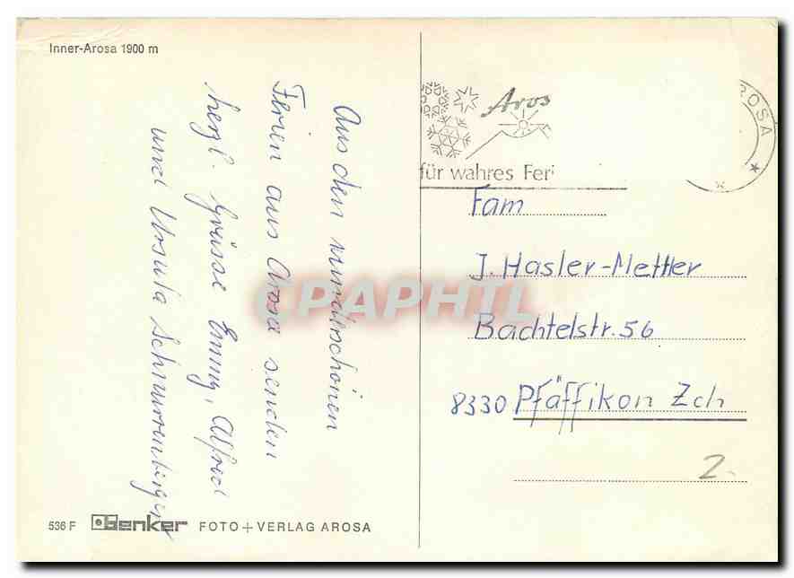 CPM Inner Arosa  — Rückseite