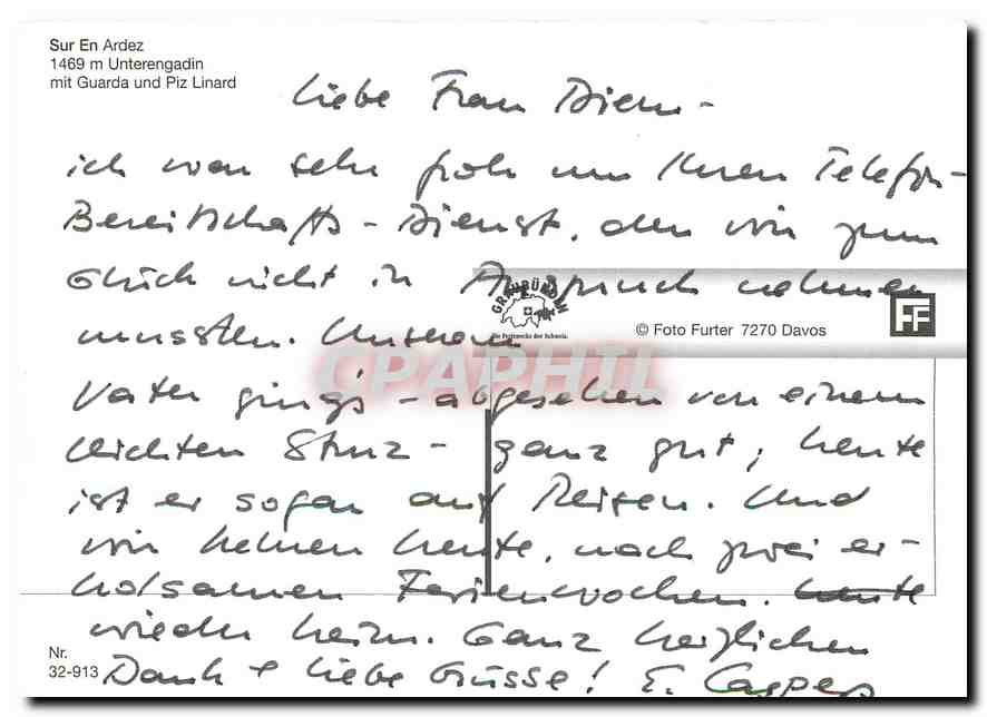 CPM Sur En Ardez Unterengadin mit Guarda und Piz Linard  — Rückseite