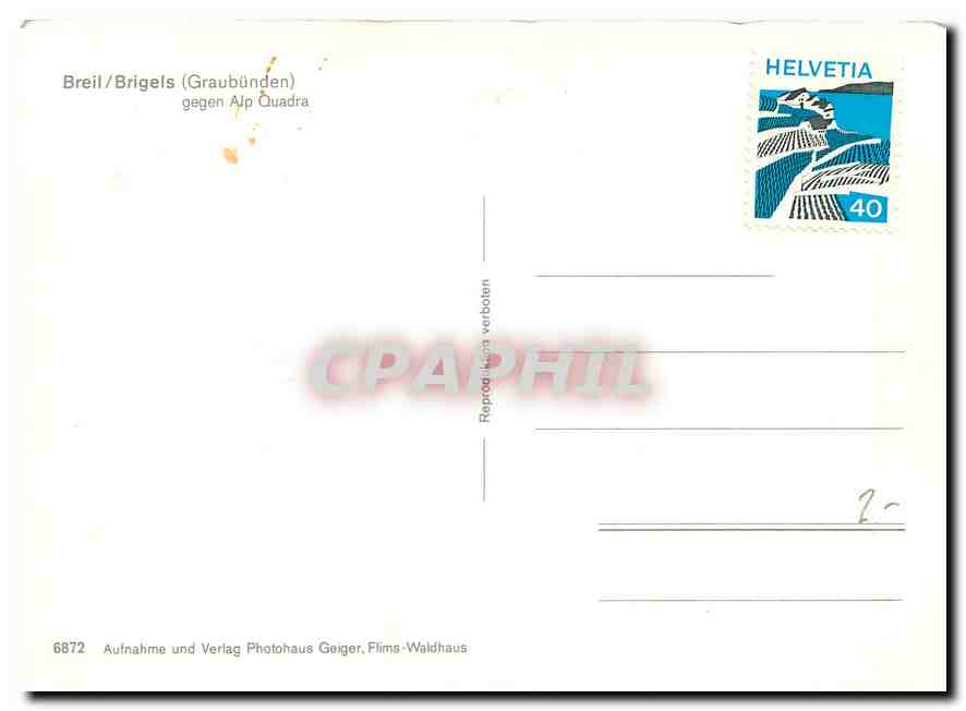 CPM Breil Brigels Graubunden gegen Alp Quadra  — Rückseite