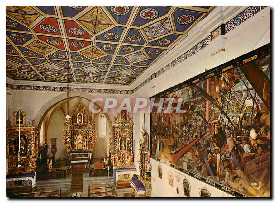 CPM Vella Val Lumnezia Inneres der Talkirche in Pleiv mit dem Gemalde der Schlacht von Lepanto von G