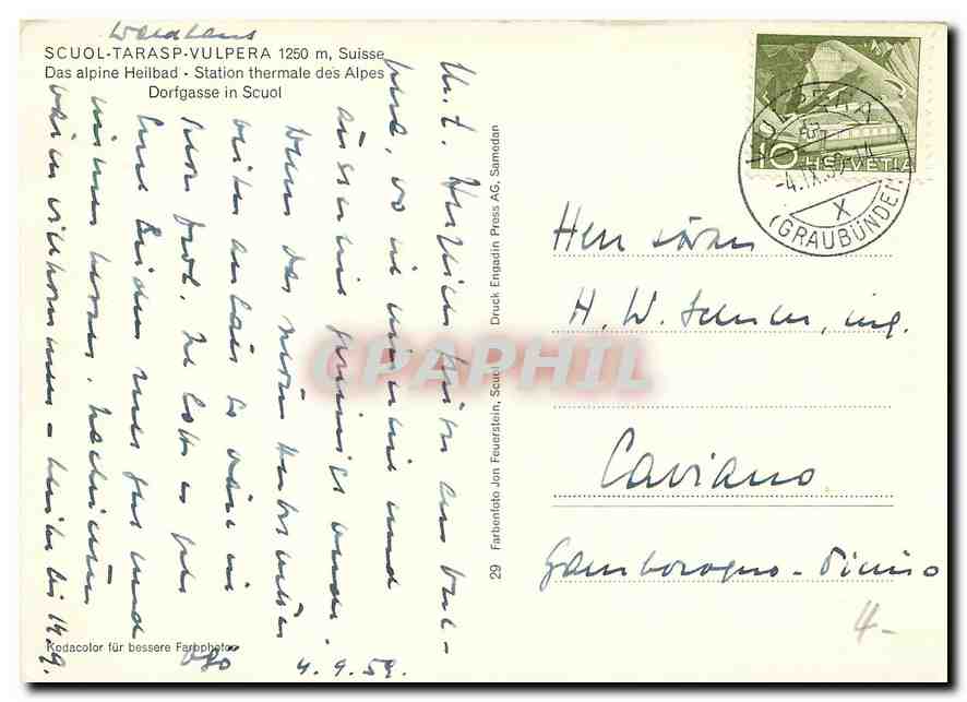 CPM Scuol Tarasp Vulpera Suisse Das alpine Heilbad  — Rückseite