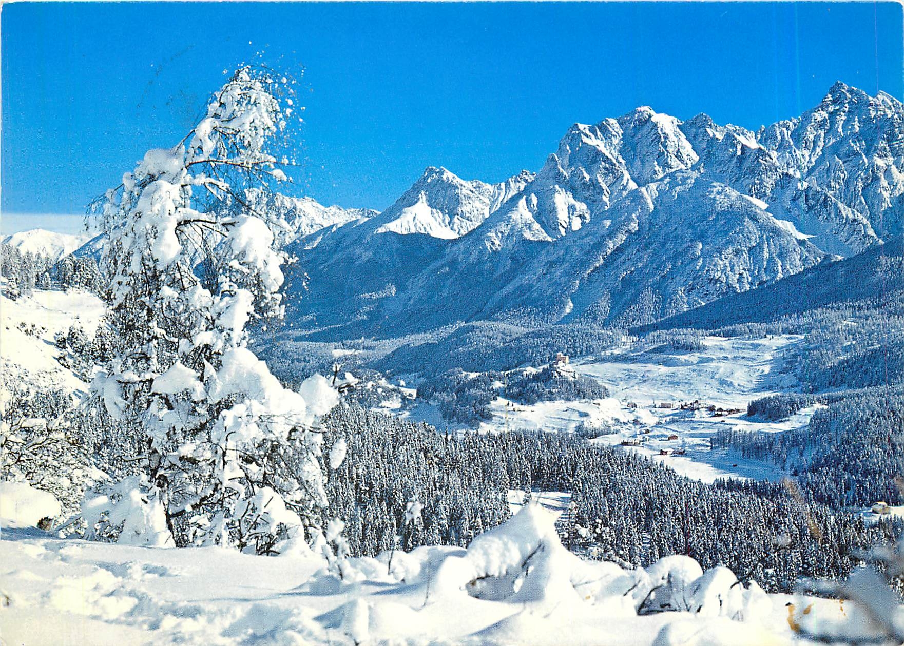 CPM Bad Tarasp Vulpera Tarasp mit Schloss und Lischanagruppe Engiadina Bassa 
