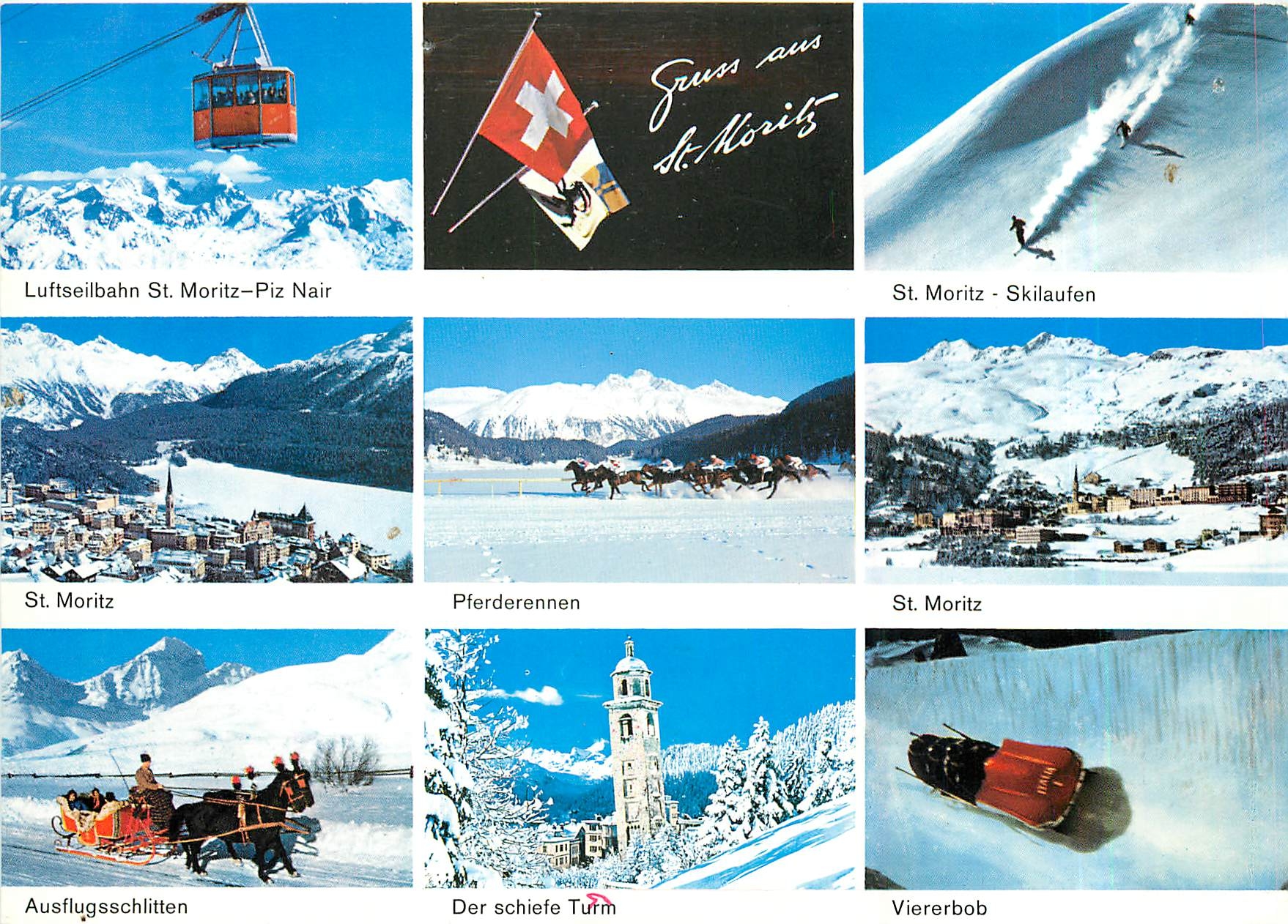 CPM Gruss aus St Moritz Luftseilbahn St Moriz Piz Nair 