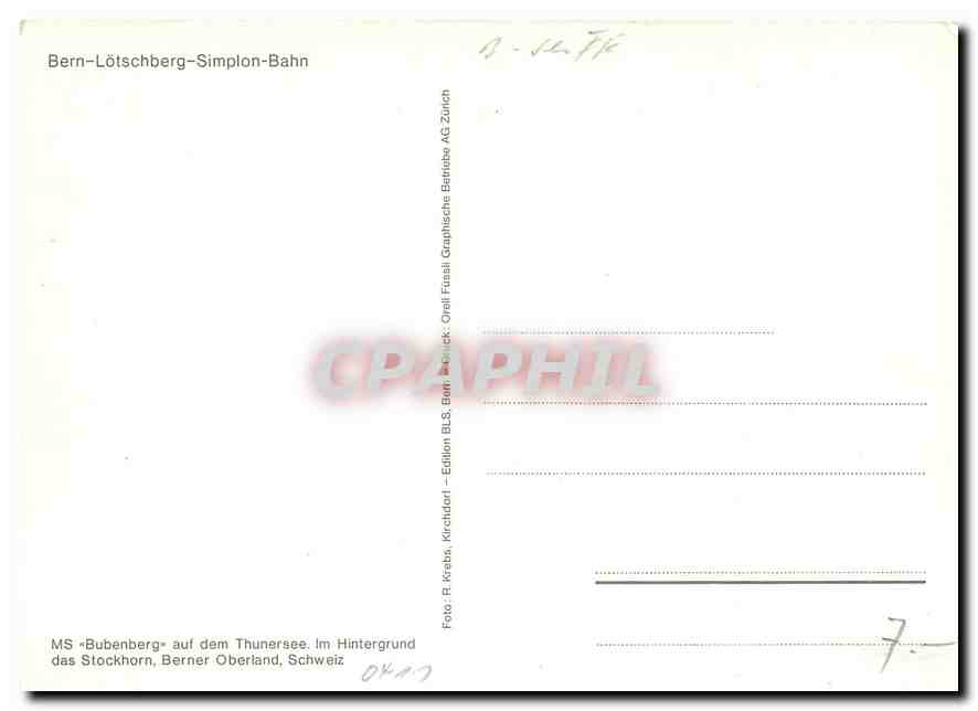 CPM Bern Lotschberg Simplon Bahn MS Bubenberg  — Rückseite