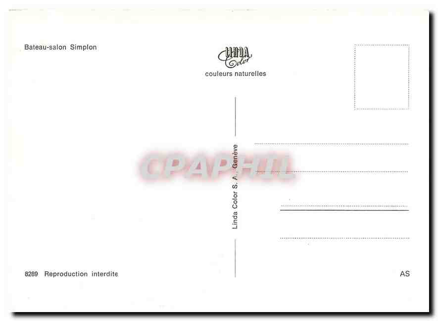 CPM Bateau salon Simplon  — Back