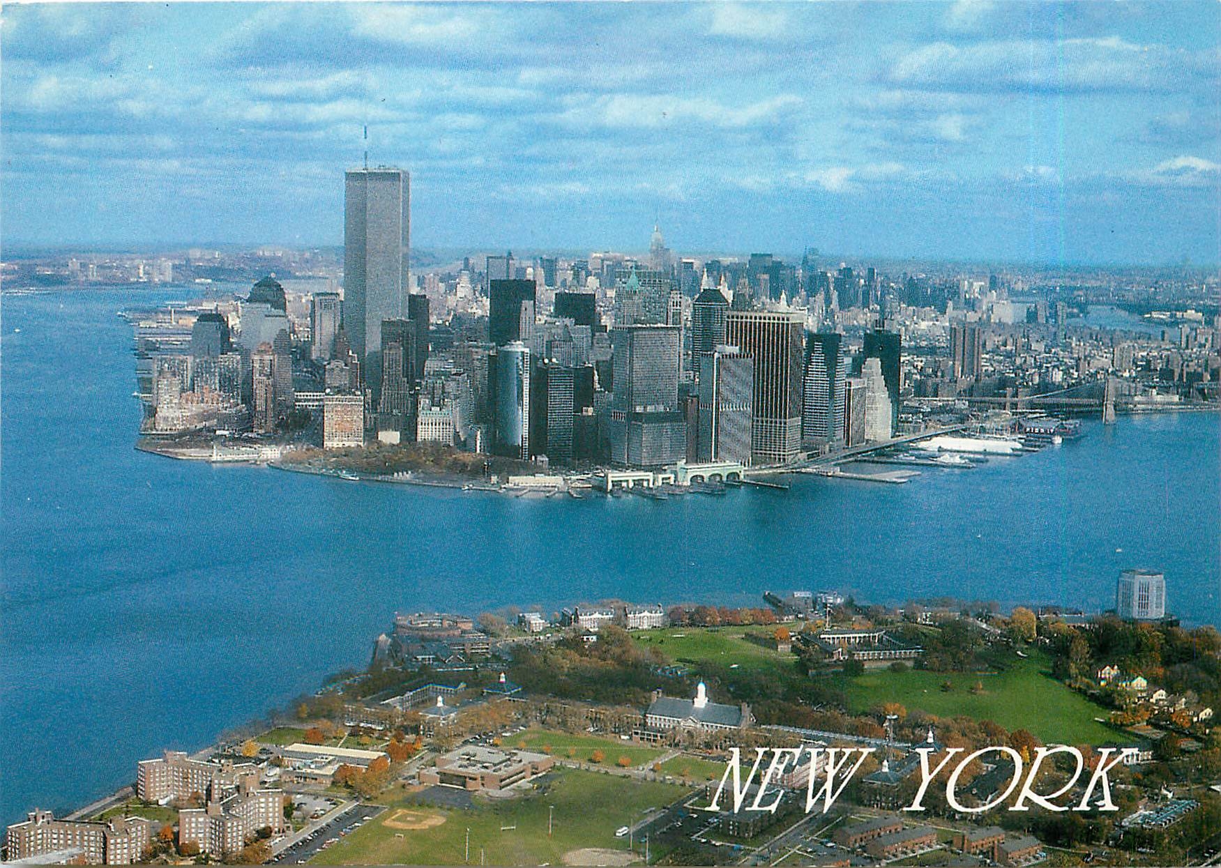 CPM New York Spectacular Aerial View of New York's Famous Financial District and Governor's Island 