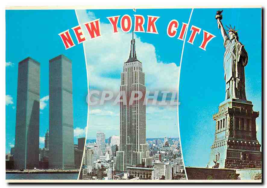 CPM New York City The Statue of Liberty Empire State Building and the World Trade Center 