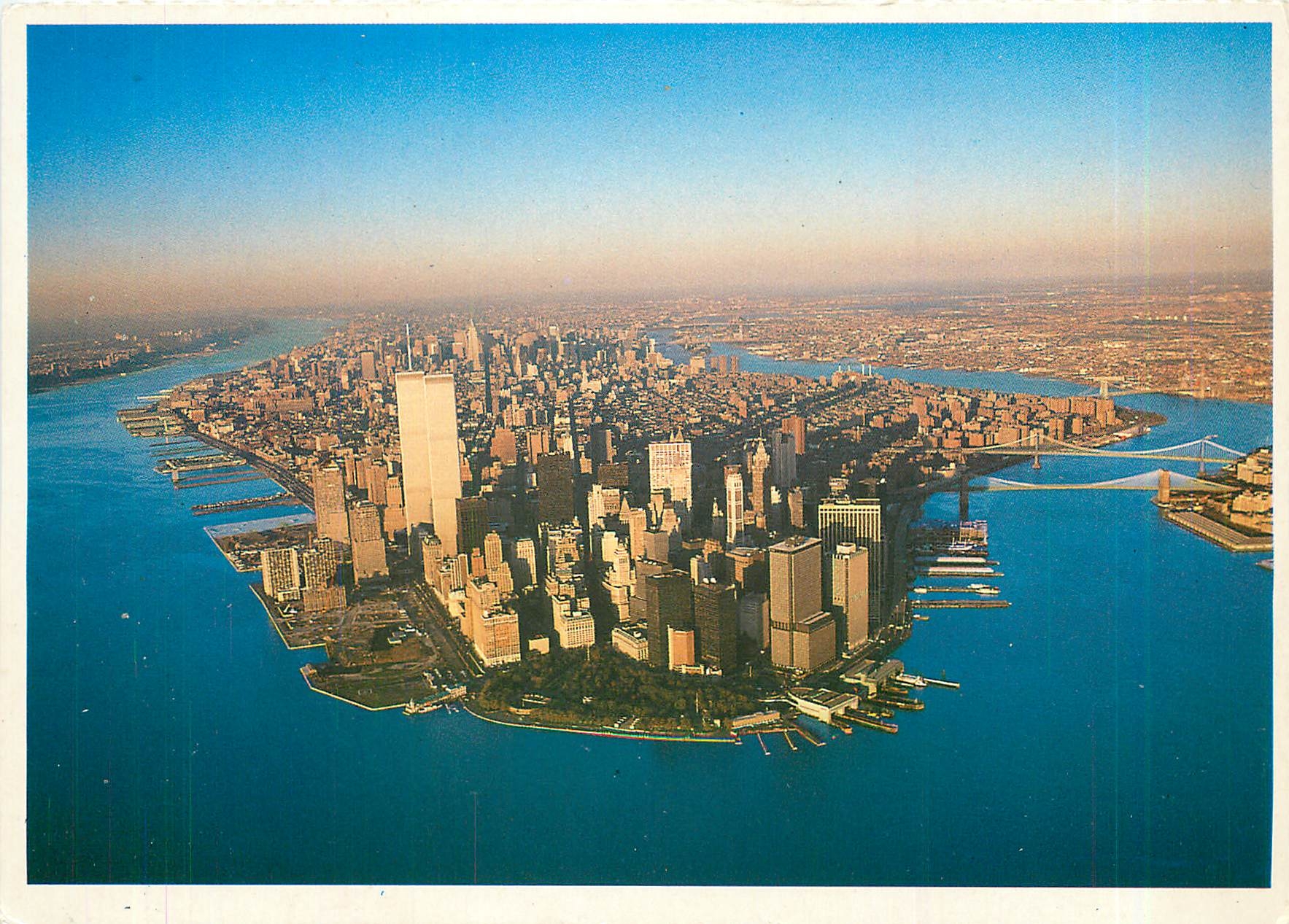 CPM New York City Starting at the southern tip of Manhattan Island this aerial view extends northwar