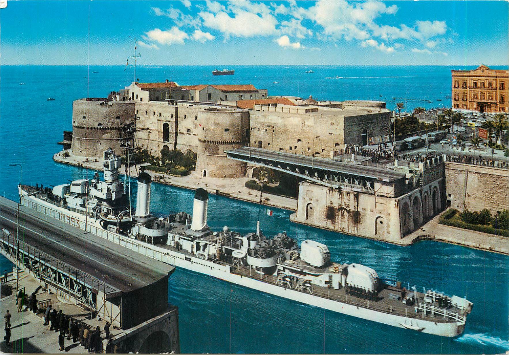 CPM Taranto Open Swing bridge and passage convoy ship Artigliere 